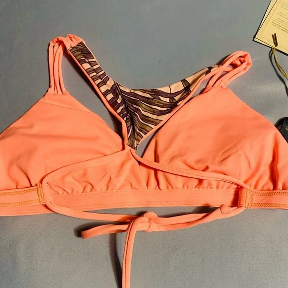 Maaji Pink and Purple Bikini Top with Tropical Print - Picture 6 of 9